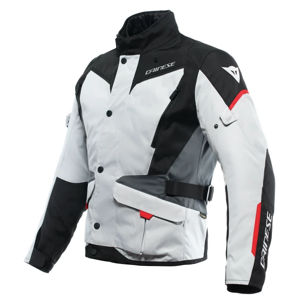 Dainese Tempest 3 D-Dry gris clara, negra y roja, foto de producto de tres cuartos