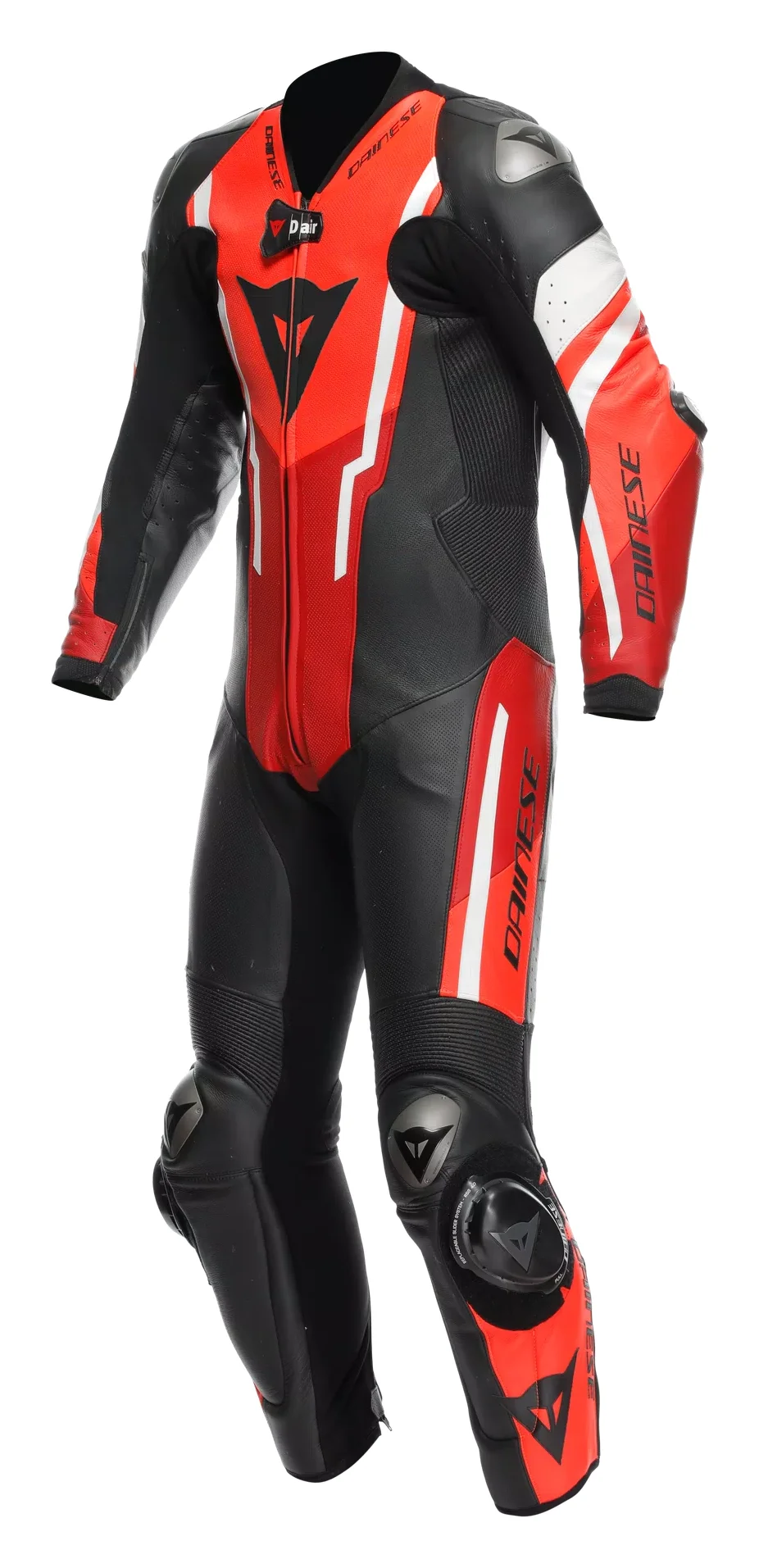 Mono de cuero Dainese Misano 3 D-air negro, rojo y blanco