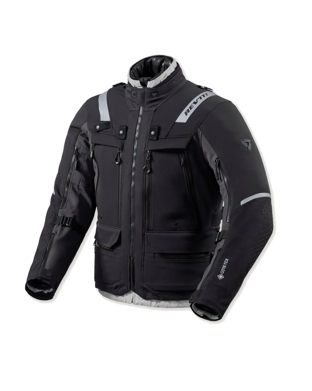 Chaqueta Rev'it Defender 4 GTX negra vista de tres cuartos