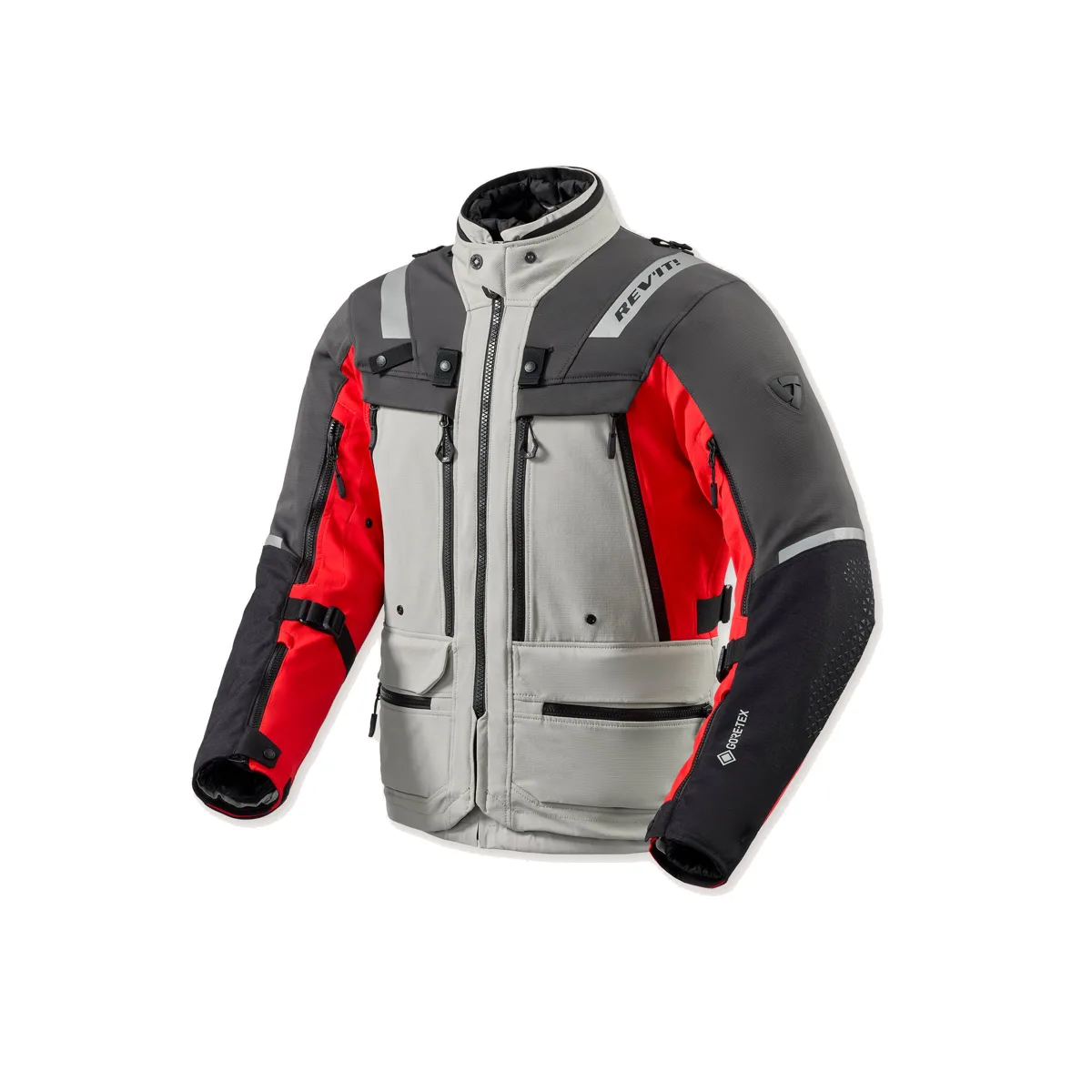 Chaqueta oficial Rev'it Defender 4 GTX Anthracite-Red, vista frontal de tres cuartos