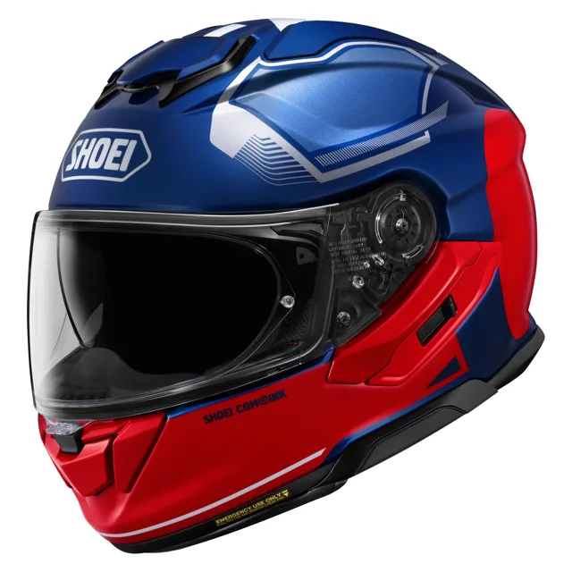 Casco Shoei GT-Air 3 con el gráfico Mike en azul y rojo